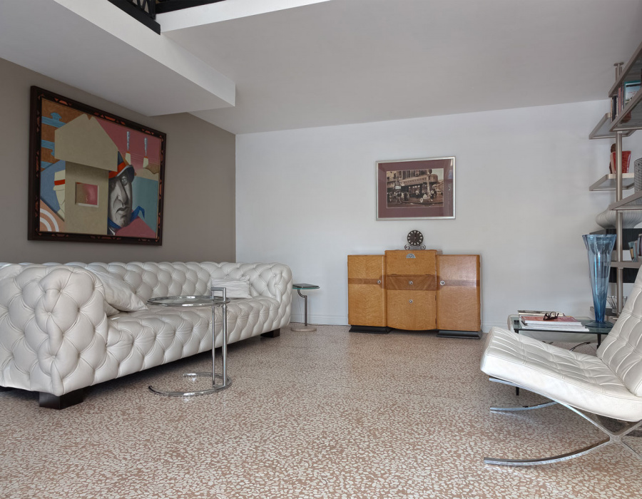 Maxi Venetian floor Terrazzoverlay XL. Color Duna, Verona and Nero Ebano marble. Private villa, Moltrasio (CO) 05